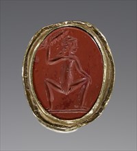 Engraved Gem and Ring; Italy; 2nd century; Gem: Jasper; Ring: Gold; 1.2 x 1.6 cm, 1,2 x 5,8 in