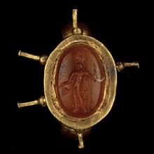 Ring; Roman Empire; 250 - 400; Gold, carnelian; 2.5 × 2.6 cm, 1 × 1 in