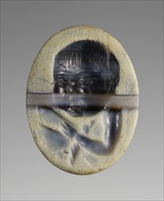 Engraved Gem with Cupid holding a Butterfly; first half of 1st century; Banded agate; 1.5 × 1.2 × 0.4 cm, 5,8 × 7,16 × 3,16 in