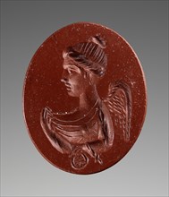 Engraved Gem with Nemesis; 2nd century; Red jasper; 1.7 × 1.4 × 0.3 cm, 11,16 × 9,16 × 1,8 in