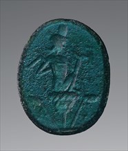 Engraved Gem, Roman Empire; 2nd - 4th century; Greenish-blue glass; 2 × 1.6 cm, 13,16 × 5,8 in