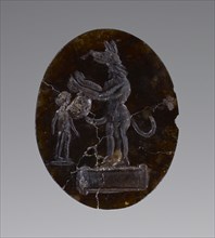 Engraved Gem, Roman Empire; 2nd - 4th century; Amber; 1.7 x 1.3 x 0.2 cm, 5,8 x 1,2 x 1,16 in