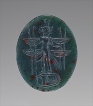 One of Ninet, Engraved, Gems, Cameos and Bullae; Roman Empire; 2nd - 4th century; Bloodstone; 1.4 x 1.1 cm, 9,16 x 7,16 in