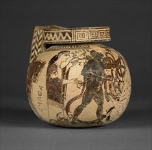 Oil Container; Corinth, Greece; first quarter of 6th century B.C; Terracotta; 11.2 × 11.7 cm, 4 7,16 × 4 5,8 in
