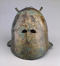 Helmet; South Italy; 400 - 375 B.C; Bronze; 19.4 × 22.5 × 29.8 cm, 7 5,8 × 8 7,8 × 11 3,4 in