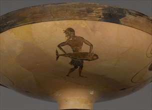 Wine Cup with a Fishmonger; Attributed to an artist close to the Theseus Painter, Greek, Attic, active about 510 - about 490 B.