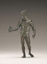 Statuette of Mercury; Gaul; 120 - 140; Bronze with silver and copper; 15 cm, 5 7,8 in