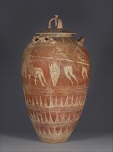 Lidded Storage Jar with the Blinding of Polyphemus; Workshop of the Calabresi Urn, Etruscan, active 650 - 625 B.C., Etruria
