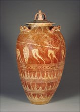 Lidded Storage Jar with the Blinding of Polyphemus; Etruria; 650 - 625 B.C; Terracotta; 100.7 × 56 cm, 39 5,8 × 22 1,16 in