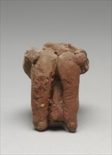 Fragmentary Neolithic seated male figurine; Greece; 6th - 5th millennium B.C; Terracotta; 4.4 × 3.5 × 3.4 cm, 1 3,4 × 1 3,8 × 1