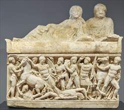 Sarcophagus Lid; made in an Attic workshop; Athens, Greece; A.D. 180–220; Marble; 100 × 95 × 218 cm