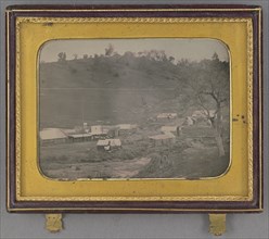 View of California mining town with Rancherie House,  Hotel, and Sweata & Francis Bldg; Robert H. Vance, American, 1825 - 1876