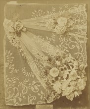 Lace and floral composition; Bisson Frères, French, active 1840 - 1864, about 1852 - 1855; Salted paper print; 37.5 x 31 cm