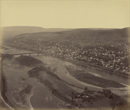 Aerial view of a town; William H. Rau, American, 1855 - 1920, 1899; Albumen silver print