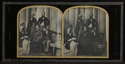 Group portrait of eight Eynard-Lullin family members; Jean-Gabriel Eynard, Swiss, 1775 - 1863, about 1852; Stereograph