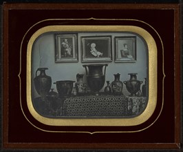 Still Life of Greek Vases and Three Paintings; Jean-Gabriel Eynard, Swiss, 1775 - 1863, about 1850; Daguerreotype