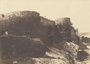 Roman Ramparts, Arles; Charles Nègre, French, 1820 - 1880, 1852; Salted paper print from paper negatives; 23 × 32.4 cm