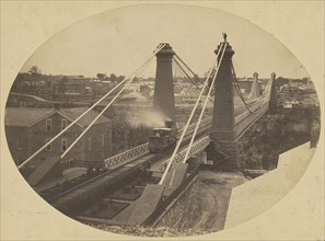 Niagara Falls suspension bridge; Silas A. Holmes, American, 1820 - 1886, Niagara Falls, Ontario, Canada; 1855 - 1860; Salted