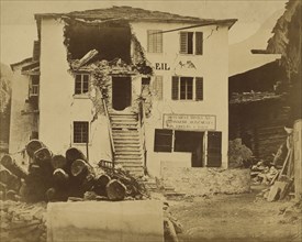 Earthquake damaged building; Bisson Frères, French, active 1840 - 1864, Europe; 1855; Albumen silver print