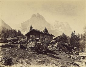 Wellhorn & Wetterhorn, a gauche glacier de Rosenlaui; Jacques Alexandre Ferrier, French, 1831 - 1912, Grindelwald, Switzerland