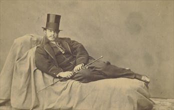 Full figure reclining self portrait of Adrien Tournachon; Adrien Alban Tournachon, French, 1825 - 1903, about 1858; Albumen