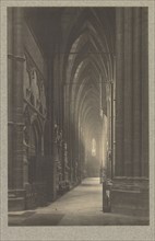 Westminster Abbey: South Nave Aisle to West; Frederick H. Evans, British, 1853 - 1943, 1911; Platinum print; 24.2 x 15.7 cm