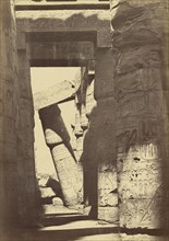 Upper Egypt, pillars in the great hall, Karnak; Antonio Beato, English, born Italy, about 1835 - 1906, 1860 - 1869; Albumen