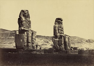Upper Egypt - Colossi of Memnon, Thebes; Antonio Beato, English, born Italy, about 1835 - 1906, 1880 - 1889; Albumen silver