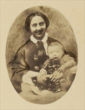 Portrait of Marie Devéria with her son; Achille Devéria, French, 1800 - 1857, or Théodule Devéria, French, 1831 - 1871, 1854