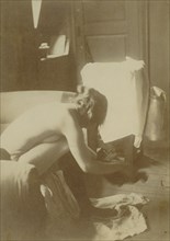 Seated Nude; Attributed to Edgar Degas, French, 1834 - 1917, 1895; Gelatin silver print; 17 x 12.1 cm 6 11,16 x 4 3,4 in