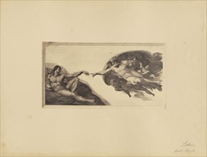 Michelangelo's Creation of Adam, Sistine Chapel; James Anderson, British, 1813 - 1877, Rome, Italy; about 1845 - 1855; Albumen