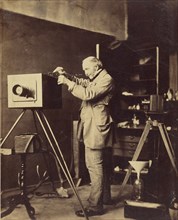 Self-portrait preparing a Collodion plate; Capt. Horatio Ross, British, 1801 - 1886, 1856 - 1859; Albumen silver print