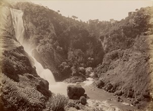 Tivoli, Waterfall with the Temple of Vesta; James Anderson, British, 1813 - 1877, about 1845 - 1877; Albumen silver print