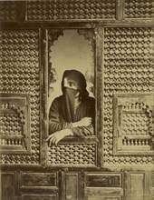 Veiled Woman in Window; Zangaki, Greek, Cypriot or Turkish, active Egypt 1860s - 1880s, about 1860s - 1880s; Albumen silver