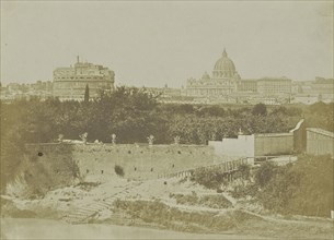 Castel Sant'Angelo and St. Peter's Basilica; Italian; Rome, Italy, Europe; about 1850 - 1860; Salted paper print; 20.5 x 28.4 cm