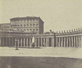 St. Peter's Square; Italian ?; Rome, Italy, Europe; about 1850 - 1859; Salted paper print; 17.8 x 21 cm 7 x 8 1,4 in