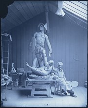 Jean-Léon Gérôme in his Studio with Large Model of  The Gladiators; N.P., French, active 1860s, Paris, France; 1877