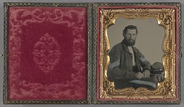 Portrait of a Confederate soldier; American; about 1862; Ambrotype, hand-colored
