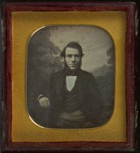 Portrait of a young man with muttonchop whiskers; Antoine Claudet, French, 1797 - 1867, about 1842; Daguerreotype