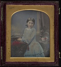 Portrait of a Girl in Blue Dress; Antoine Claudet, French, 1797 - 1867, about 1854; Hand-colored Daguerreotype