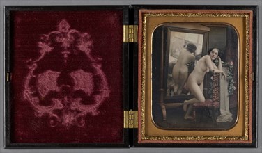 Female nude standing with back to full-length mirror; Félix Jacques Moulin, French, 1802 - 1875, 1851–1853; Daguerreotype
