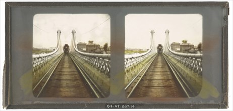 Suspension Bridge from centre of R.R. track; Langenheim Brothers, Frederick and William Langenheim, American, born Germany, 1841