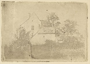View of a House and Garden; Alphonse-Louis Poitevin, French, 1819 - 1882, about 1848; Photolithograph Poitevin Process, paper