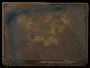 View of a House and Garden; Alphonse-Louis Poitevin, French, 1819 - 1882, about 1848; Daguerreotype, copper electroplated