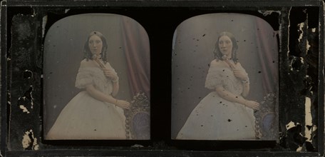Portrait of Selena Frewen; Antoine Claudet, French, 1797 - 1867, about 1855; Stereograph, daguerreotype, hand-colored