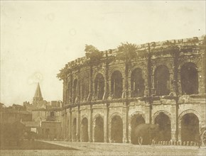 View of the antique amphitheatre in Nîmes; Pierre-Émile-Joseph Pécarrère, French, 1816 - 1904, Nîmes, France; 1851; Salted