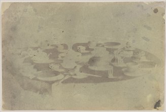 Breakfast Table; William Henry Fox Talbot, English, 1800 - 1877, 1839; Photogenic drawing negative, iodide fixed; 13.3 × 20.2