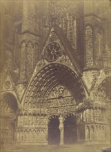 Main entrance of Bourges Cathedral; Pierre-Émile-Joseph Pécarrère, French, 1816 - 1904, 1851; Albumenized salted paper print