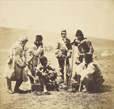 Capt. Pechell & Men of the 77th Regiment - Winter Dress; Roger Fenton, English, 1819 - 1869, 1855; published March 25, 1856