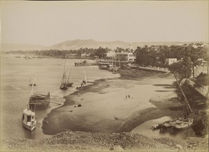 View of Aswan , Vue d'Assouan; Antonio Beato, English, born Italy, about 1835 - 1906, 1880 - 1889; Albumen silver print